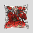 Červená polyesterová obliečka na vankúš s kvetovým motívom