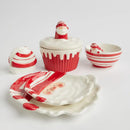 Červeno biela vianočná tácka v podobe Santu