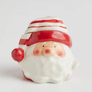 Červeno biela vianočná dóza v podobe Mikuláša z dolomitu.