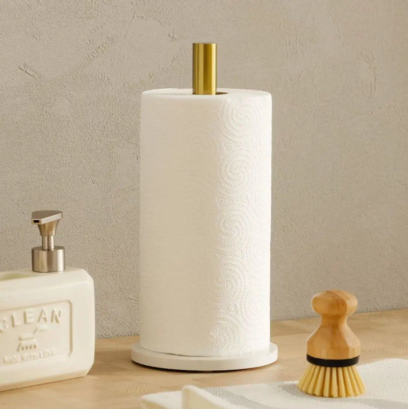 Bielo zlatý stojan na papier.