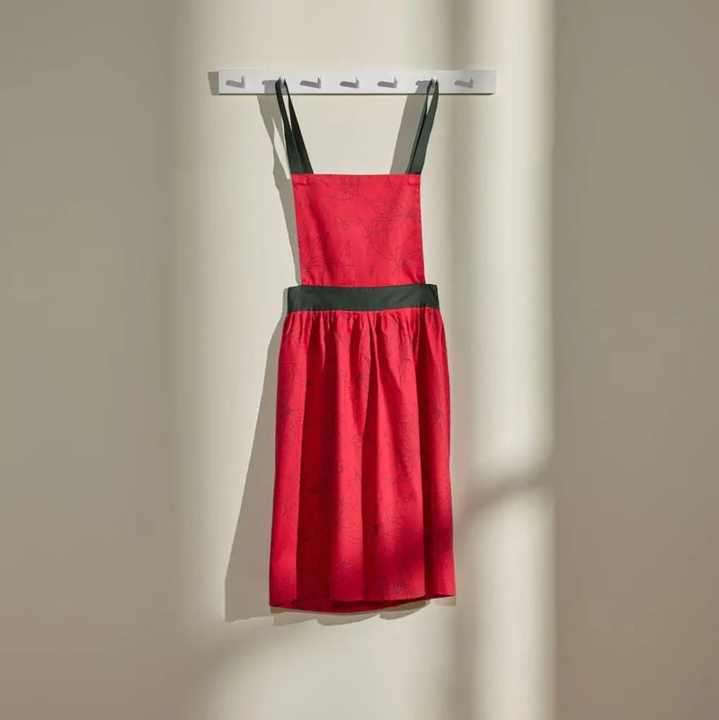 Červená vianočná zástera.