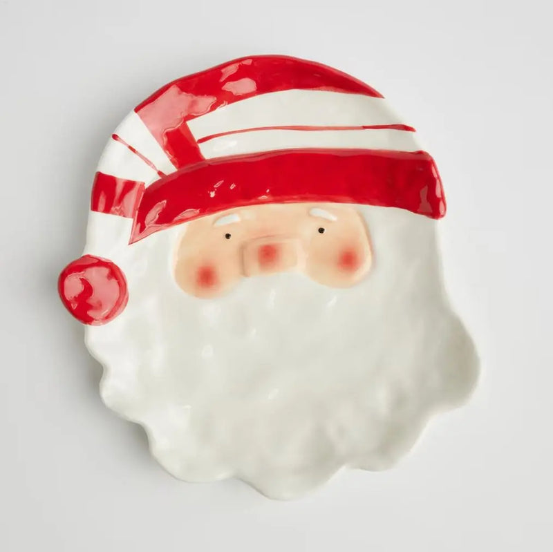 Červeno biela vianočná tácka v podobe Santu.