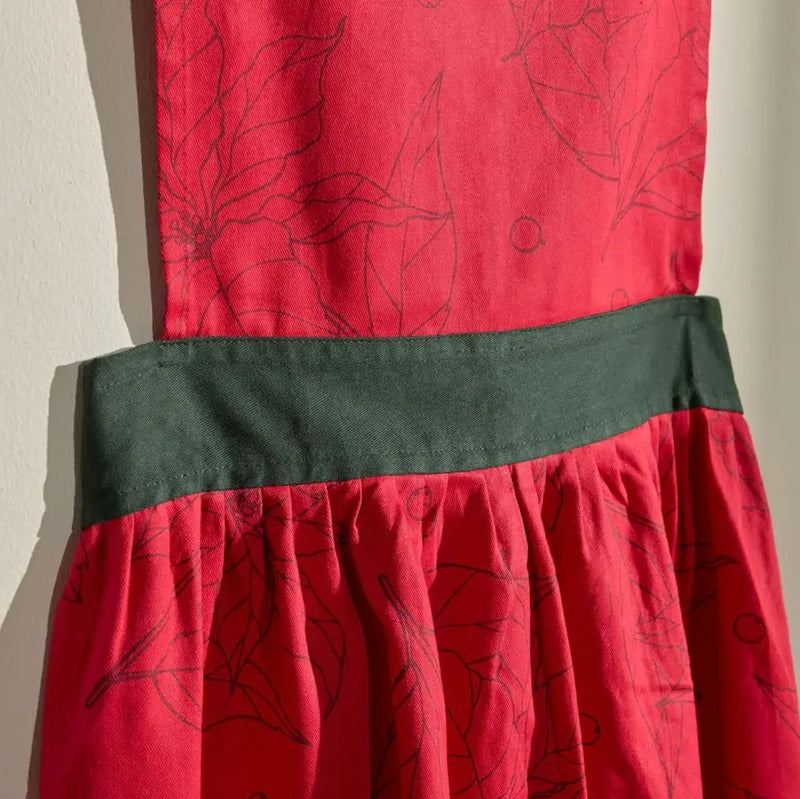 Červená vianočná zástera.