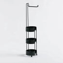 Čierny stojan na toaletný papier.