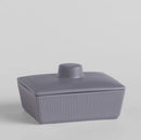 Sivá dóza na maslo z tvrdeného porcelánu.