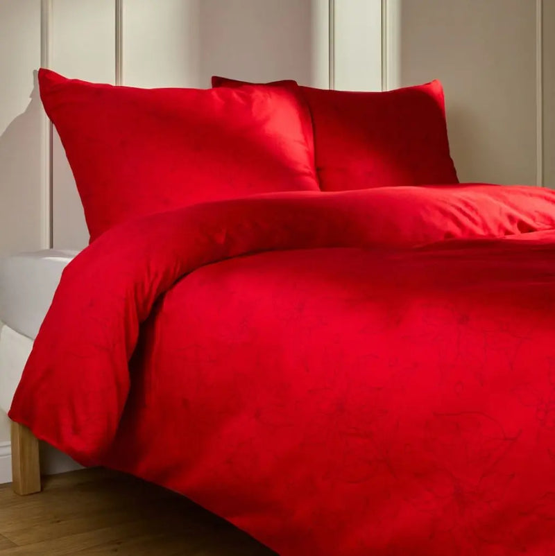 Saténové červené vianočné obliečky s prímesou bavlny