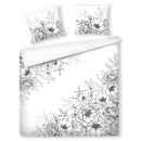 Bielo sivé kvetinové saténové bavlnené obliečky. 
