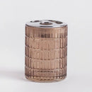 Hnedý sklenený kúpeľňový pohár.