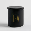 Čierna dóza s nápisom TEA.