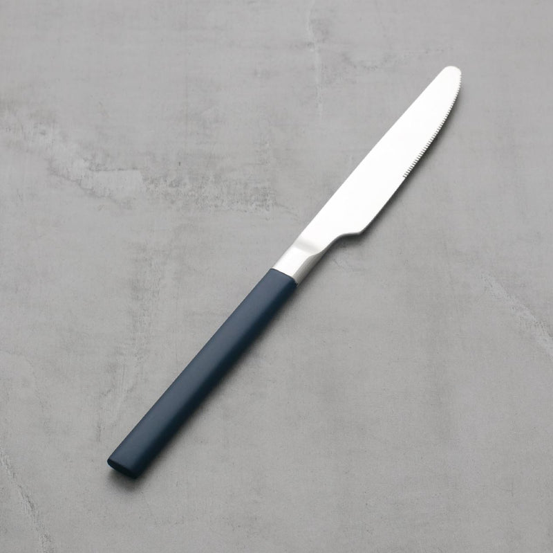 Strieborno modrý nôž z nehrdzavejúcej ocele. 