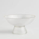 Transparentná vianočná sklenená misa s zlatým lemom na podstave.