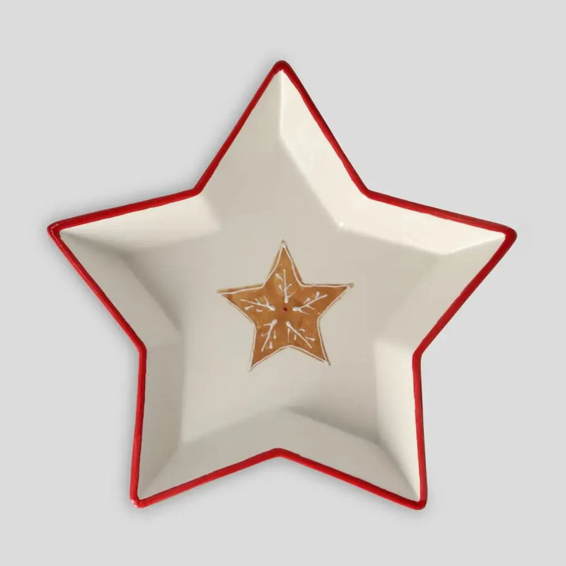 Biela vianočná misa z dolomitu v tvare hviezdy.