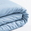 Modré polyesterové obliečky.