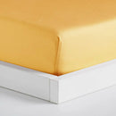 Žltá saténová bavlnená plachta s gumkou 